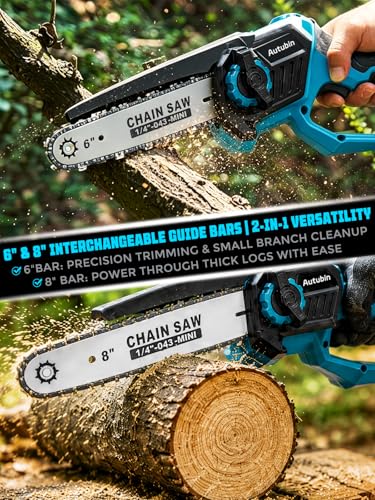 Image of 8 & 6 Inch Electric Pole Saw & Mini Chainsaw for Tree Trimming