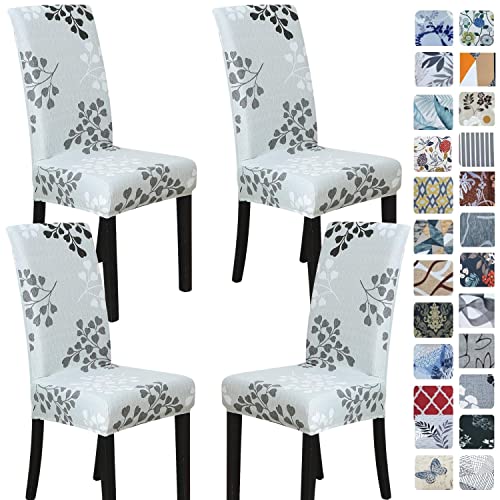 SPRINGRICO Chair Covers for Dining Room Set of 4, Stretch Dining Chair Cover, Washable Spandex Kitchen Parsons Chair Slipcovers, Removable Seat Protector for Home or Party (4 Pack, Byron Palm)