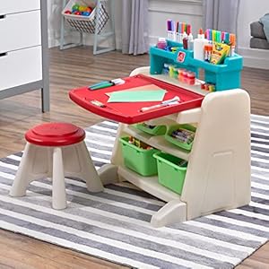 Step2 Flip & Doodle Easel Desk With Stool for Kids, 2 in 1 Activity Table, Art Easel for Toddlers, Ages 2+ Years Old, Easy Assembly Step2 Flip Doodle Easel Desk With Stool for Kids 2 in 1 Activity Table Art Easel for Toddlers Ages 2 Years Old Easy Assembly