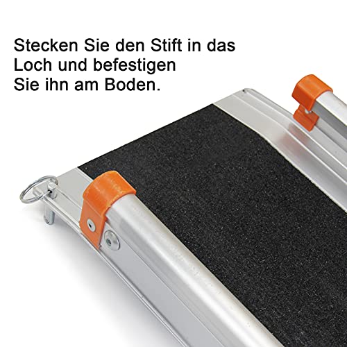 LIEKUMM 2 x 138â244 cm Rollstuhlrampe für Treppen, 300 kg Tragkraft Rollstuhlrampe für Rollstuhl & Scooter, Auffahrrampe für Türschwellen, Bordsteine, Stufen, Elektro-rollstühle, Fahrräder – Bild 5