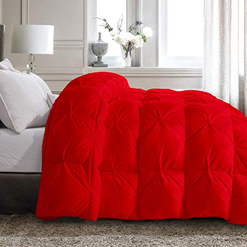 Down Alternative 1200 Series 5 Piece Red Pinch Pleated Bedding Comforter Set (Comforter + 4 Pillow Cases) 600 Gsm Egyptian Cotton Emperor King #TOP3