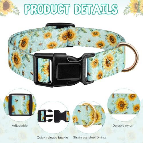 Image of Goat Collar with Copper Bell Set for Sheep Lambs Pygmy Goat,Sunflower