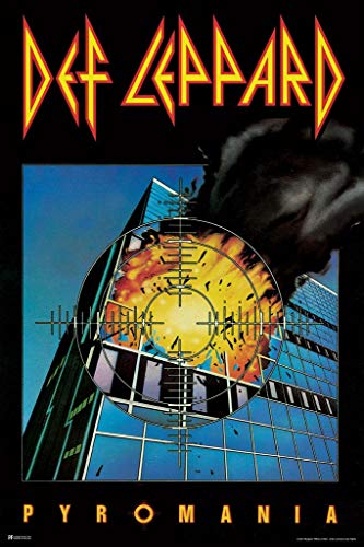 Laminated Def Leppard Pyromania Album Cover Heavy Metal Music Merchandise Retro Vintage 80s Aesthetic Rock Band Poster Dry Erase Wall Art 12x18