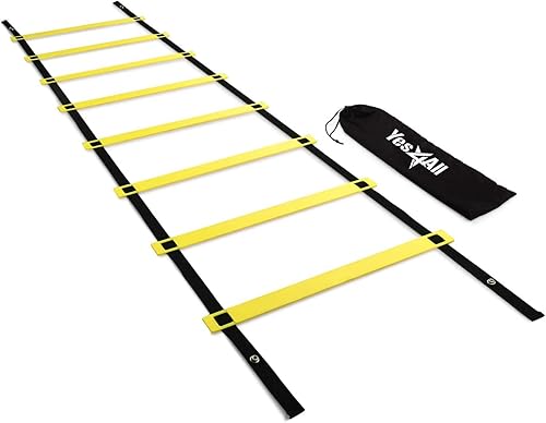 Yes4All Ultimate Agility Ladder Speed Training Equipment - 8 12 20 Rungs with Multi Colors - Speed Ladder for Kids and Adults - Included Carry Bag