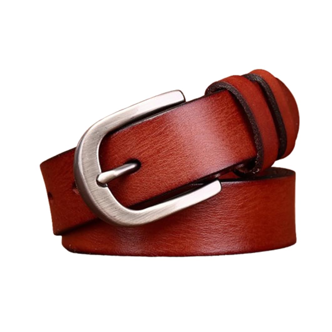 Ceinture en Cuir Pleine Fleur Femme Homme 3,8cm De Large Sangle De Taille Robuste Fabriquée à La Main pour Jeans, Western, Décontractés Et Habillés(115cm/45, Reddish Brown)