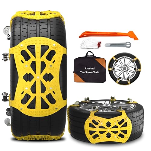 Airminti Chaînes à Neige pour Auto Universelle pour Largeur de Pneus 165-285mm, 6 PCS Chaine Neige...
