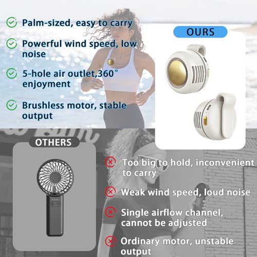 Ahuccf Portable Clip-On Fan Mini USB Rechargeable 360 Rotatable Personal 3-Speed Silent - image 6