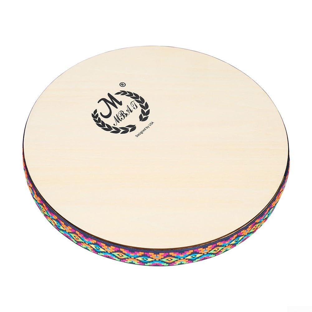 Sea Stream Drum - Instrumento étnico de percusión étnica de madera maciza natural de 10 pulgadas para sanación de sonido, relajación y concentración