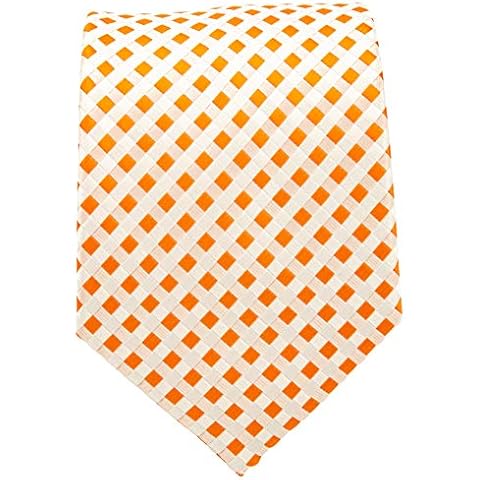 Scott Allan Collection Orange and White Ties for Men - Jacquard Woven checkered Necktie - Orange Wedding Ties for Groom Cover