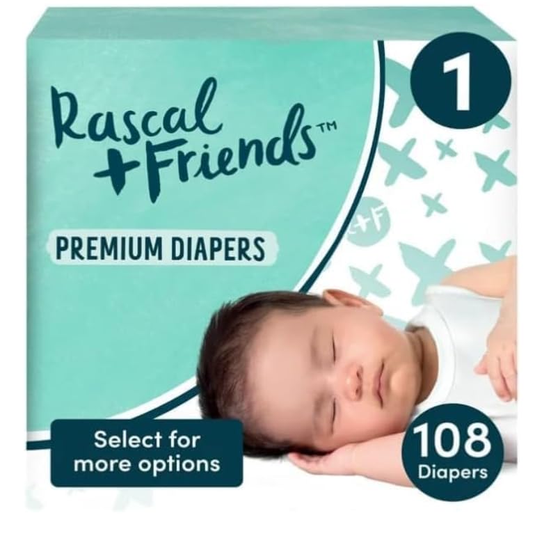 Rascal + Friends Premium Diapers, Size 1, 108 Count