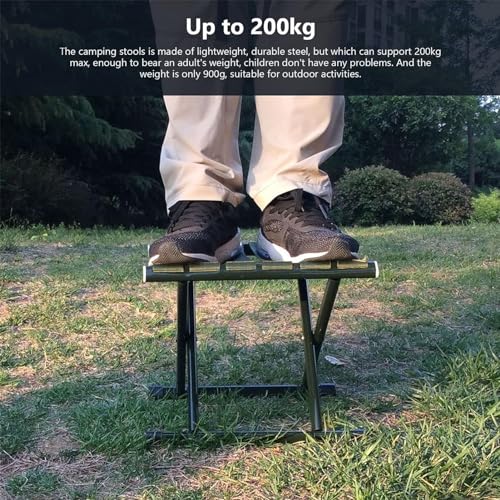 Faltbarer Campinghocker, Leichter Stahl Angelstuhl, Tragbarer Wandersitz für Picknick-Reisen, 440lb Kapazität Kompakte Außenbekleidung mit atmungsaktivem Stoff