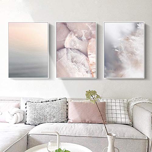 Peinture Murale Salon Rose Poudré | Toile Giclée Décoration Nordique