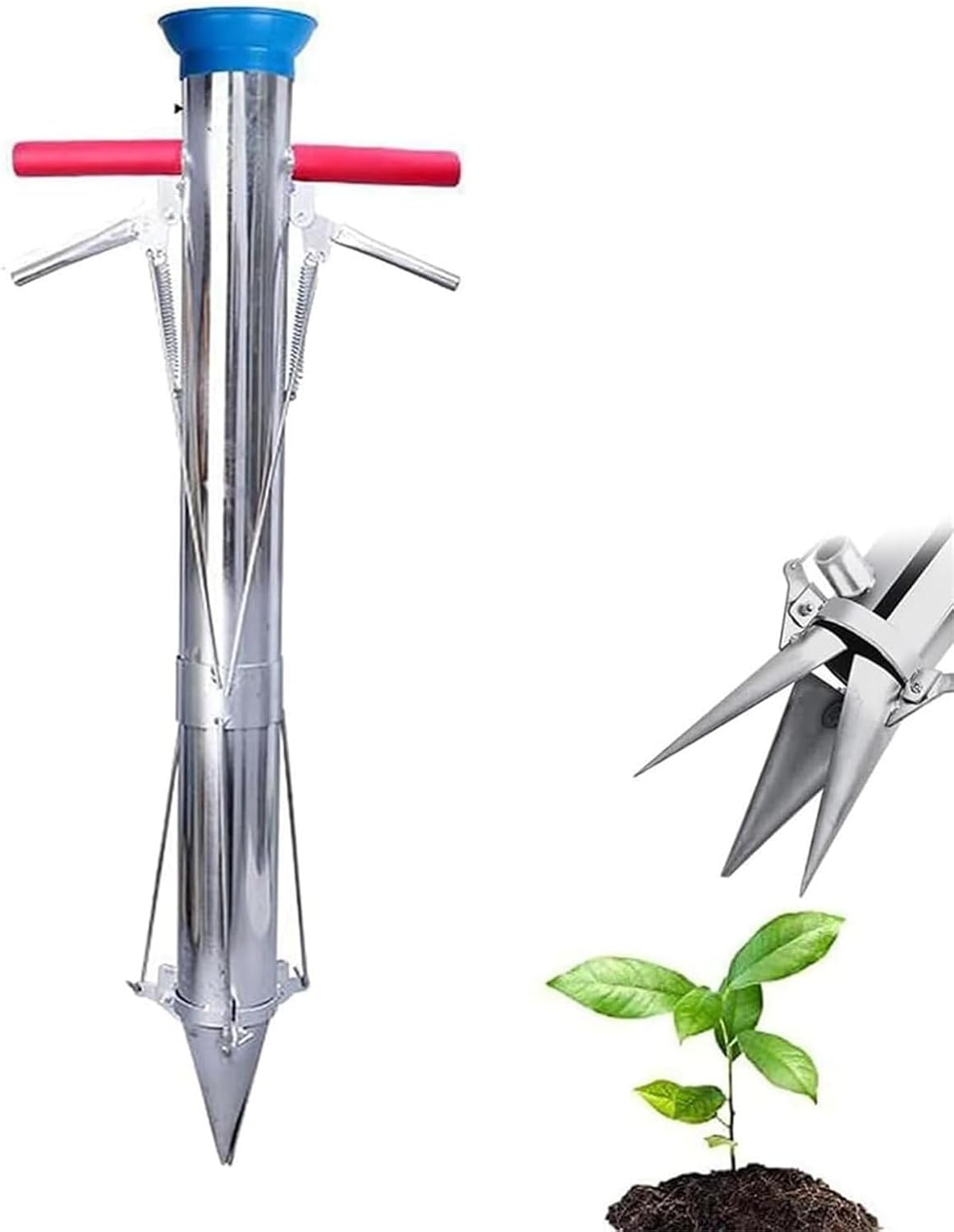 Bulb Planter Tool Long Handle, Garden Bulb Planter Tool, Vegetable Seedling Transplanter with Soft Grip, Soil Sampler, for Digging, Planting, Grass Repair.