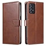 LOLFZ Wallet Case for Samsung Galaxy A52 4G/5G, Vintage Leather Book Case with Card Holder Kickstand Magnetic Closure Flip Case Cover for Samsung Galaxy A52 4G 5G - Brown