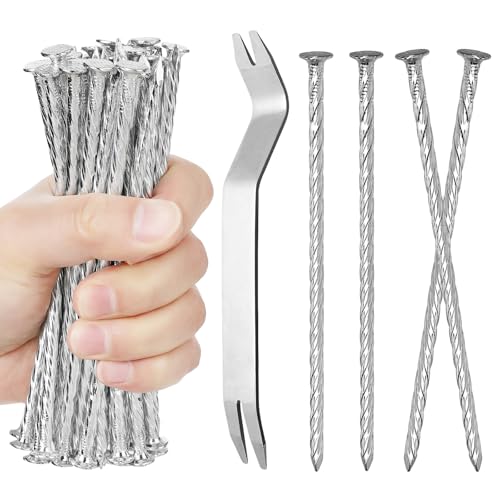 150 Pack 6 Inch Turf Nails for Artificial Grass Galvanized Metal Landscape Stakes Spiral Spikes for Weed Barrier Garden Lawn Paver Edging Securing Fences