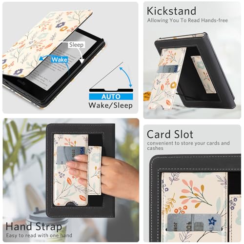 Image of CoBak Stand Case for 7 inch Kindle Paperwhite 12th Gen 2024 and Kindle Colorsoft with Hand Strap - Compatible with iPhone MagSafe, for Samsung /Belkin /Anker Wireless Charging Pads, Durable, Auto Sleep Wake