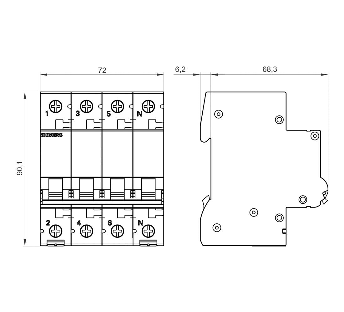 AUT.MAGNETOT.400V 6kA 3+N P C 16A