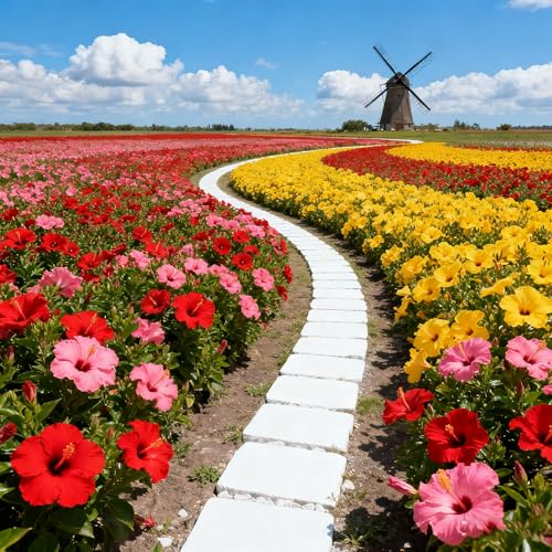 50 Hibiscus Flower Seeds for Planting, Mix Color Beautiful Hibiscus Seed, Non-GMO Perennial Hibiscus Flower Seeds for Small Garden Border, Home Outdoor