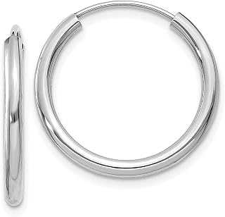 Brincos de argola redondos de ouro branco 14k infinitos de 2 mm joias finas para mulheres presentes para ela, Cristal