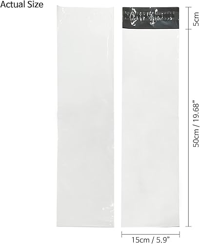 Miniatura 6 de Bolsas largas de polietileno de 6 x 20 pulgadas, 50 unidades, color blanco, de tamaño largo, para envíos, paquetes de almacenamiento de artículos