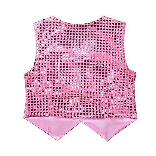 Kids Boys Girls Waistcoat Shiny Sequined Vest Sleeveless Buttons Jacket Hip-hop Jazz Dance Performance Tops4