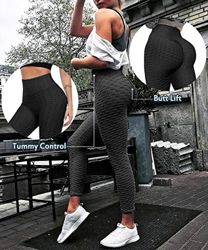 Rexchi Anti Cellulite Butt Lifting Workout Leggings For Women Compression Yoga Pants Sexy Tights Black #TOP1