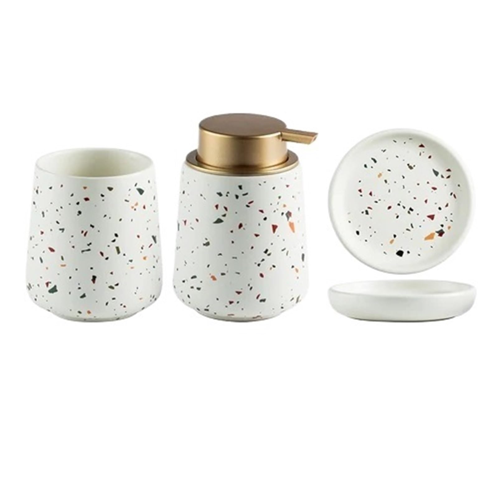 Bathroom Set Bathroom Decoration Set, Ceramic, Emulsion Bottle, Gargle Cup, Soap Dish, Art Supplies(White set3)