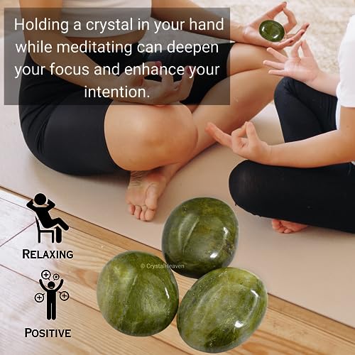 Image of Crystal Heaven Vesuvianite Crystal Palm Pebbles Stones For Anxiety Stress Relief Massage-Aaa Grade Original Healing Gemstone Agate Palm Stone For Yoga Meditation Spiritual Reiki Feng Shui