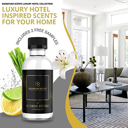 Signature Scents - Luxury Hotel Collection - Hotel Fragrance Oil - Diffuser Oil Blends For Aromatherapy (Sunrise Studio) 4.05 Fl Oz (120Ml) + 2 Free Samples #TOP1