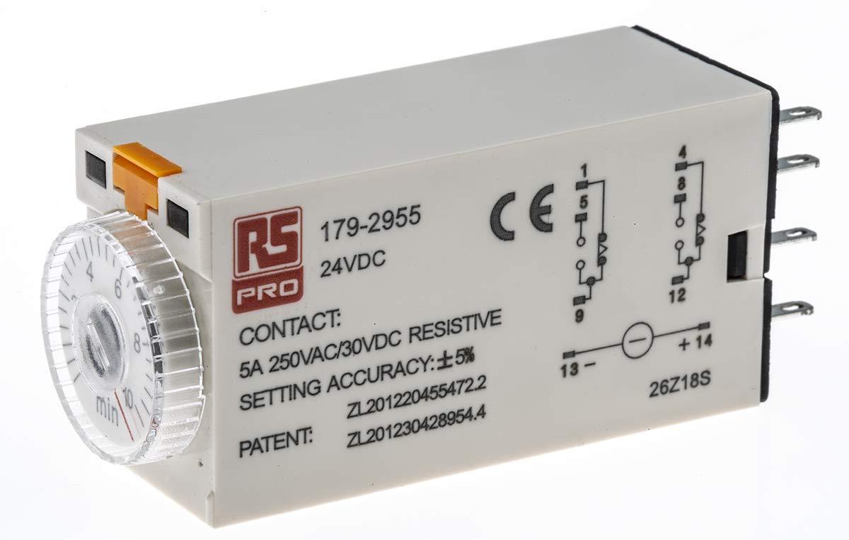 RS PRO TKB Zeitrelais 24 V dc 24V ac, 0.5 to 10 min, 2 Kont. 1, 2-poliger Umschalter