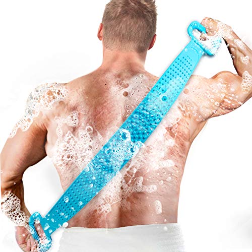 35.5 inches/90 cm Back Scrubber for Shower Super Long Inmorven Bath Body Brush Long Handle Exfoliating Silicone Body Scrubber for Men and Women Long Lasting and Easy to Use.(Blue)
