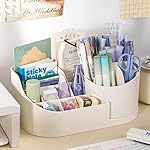 E-COSMOS® 360 Degree Rotating Desk Makeup Brush Organizers and Pencil Pen Organizers for Desk Desktop Storage Stationery Supplies Cute Pencil Cup Pot for Office School Home (White)