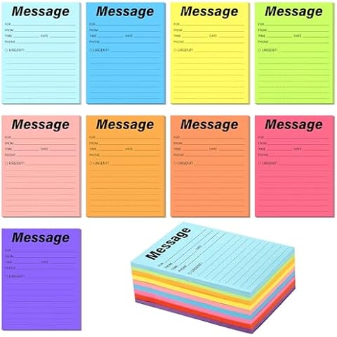 INKNOTE 9 Pcs Phone Message Sticky Notes Self Adhesive Message Book Phone Message pad Message Book Sticky for Home Office Work Call School Supplies (5.1 x 3.94inch Assorted Neon Colors) Cover