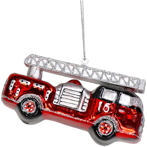 HD Collection Christbaumschmuck Glas 10,5cm - Feuerwehrauto Aufhängen...