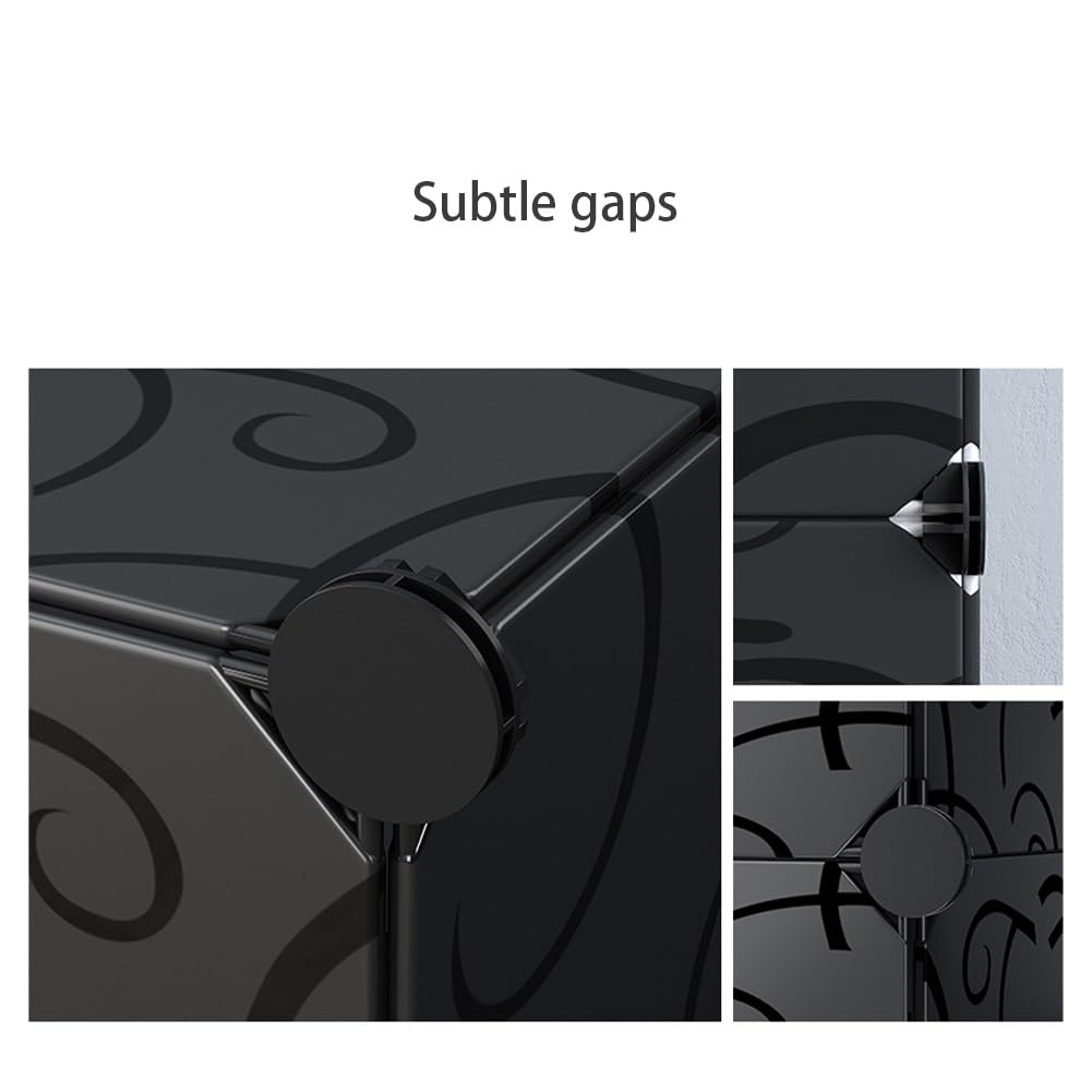 GarveeLife Steckregal Würfel Aufbewahrungssystem Kombiregale mit Türen Regal Würfel DIY Multifunktional Regalsystem Regal Modular Für Wohnzimmer, Schlafzimmer, Bad Schwarz, 111 x 47 x 147cm