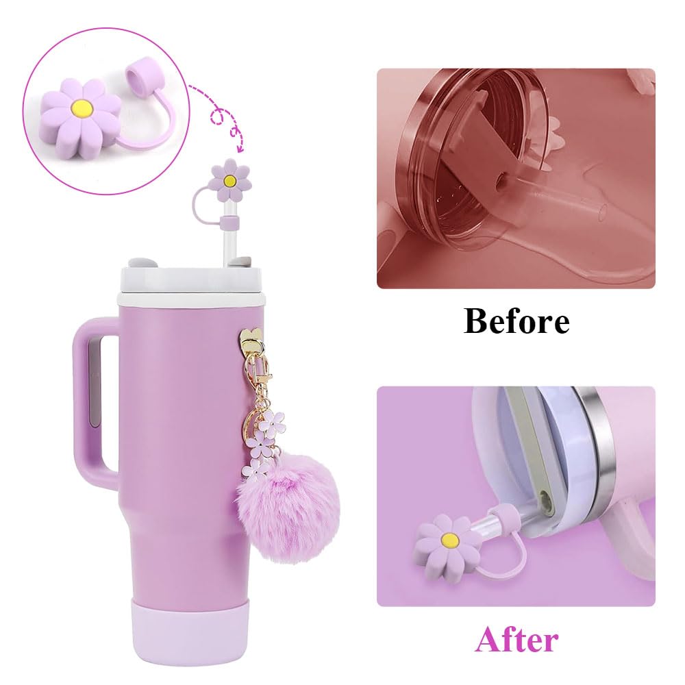 Accessoires Tasse Stanley - Lot 7 Pièces Violet - Housse Paille, Sangle, Protège-fond