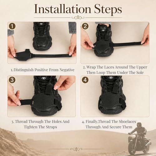 Image of Motorcycle Gear Shift Shoe Protector Pads Set of 2, Adjustable Non-Slip Rubber Gear Shifter Cover with Hook & Loop Strap for Riding Boots, Sports Bikes, Scooters, Commuter Motorcycles