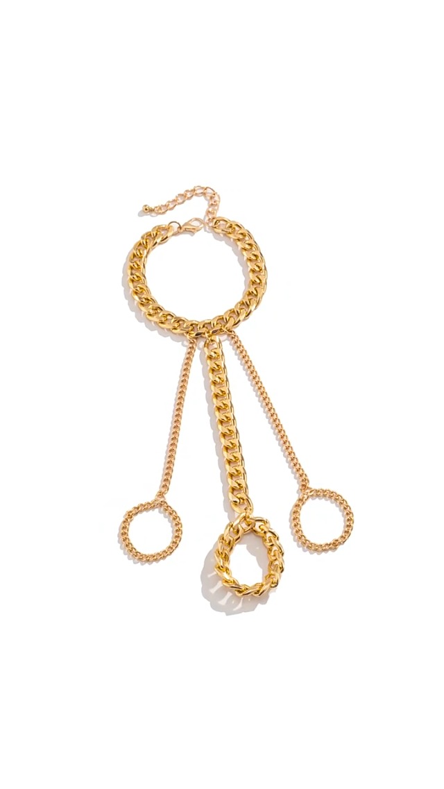 Punk Layered Cuban Link Chain Bracelet with Finger Ring on Amazon Live