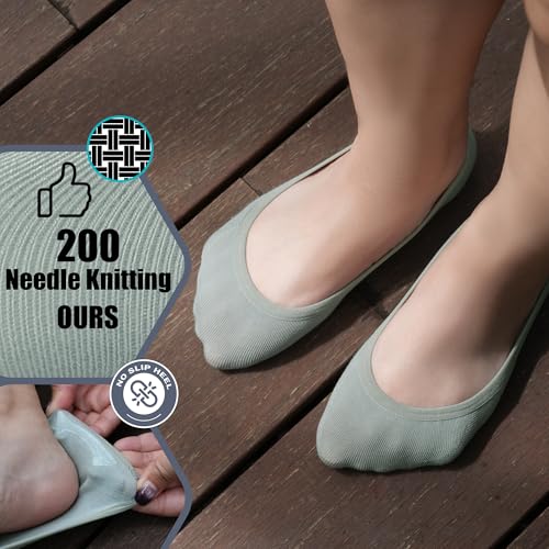 Image of BRISIRA Bamboo Viscose Women No Show Socks Extra Low Cut Liners Boat Thin Non Slip Flats Sneakers Loafer Invisible 5 Pairs