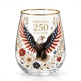 Glass Tumbler Cup, Patriotic Eagle Drinking Glass with American Flag Design for Iced Coffee, Whiskey, Tea & Everyday Use (1pcs)