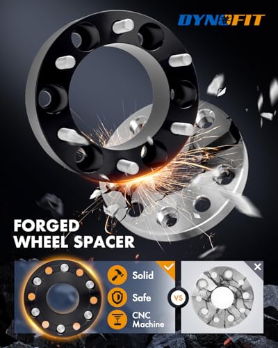 Image of dynofit 6x5.5 Wheel Spacers 2 Inch Compatible with Toyota Tacoma, 4Runner, FJ Cruiser | M12x1.5 Extended Lug Nuts, 108mm Hub Bore, 6x139.7 Forged Spacers for Tundra GX460 GX470 Sequoia Fortuner