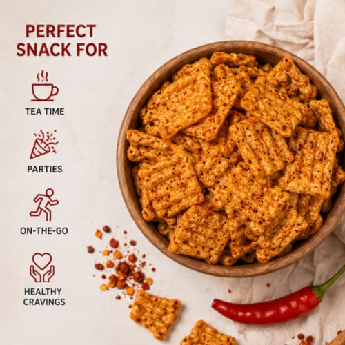 Image of SIYORA Korean Masala Chilli Chips | Made with Jowar & Foxtail Millet | Spicy Korean Flavour | Baked Multigrain Snack | No Maida, No Palm Oil, No Trans Fat | 125 g