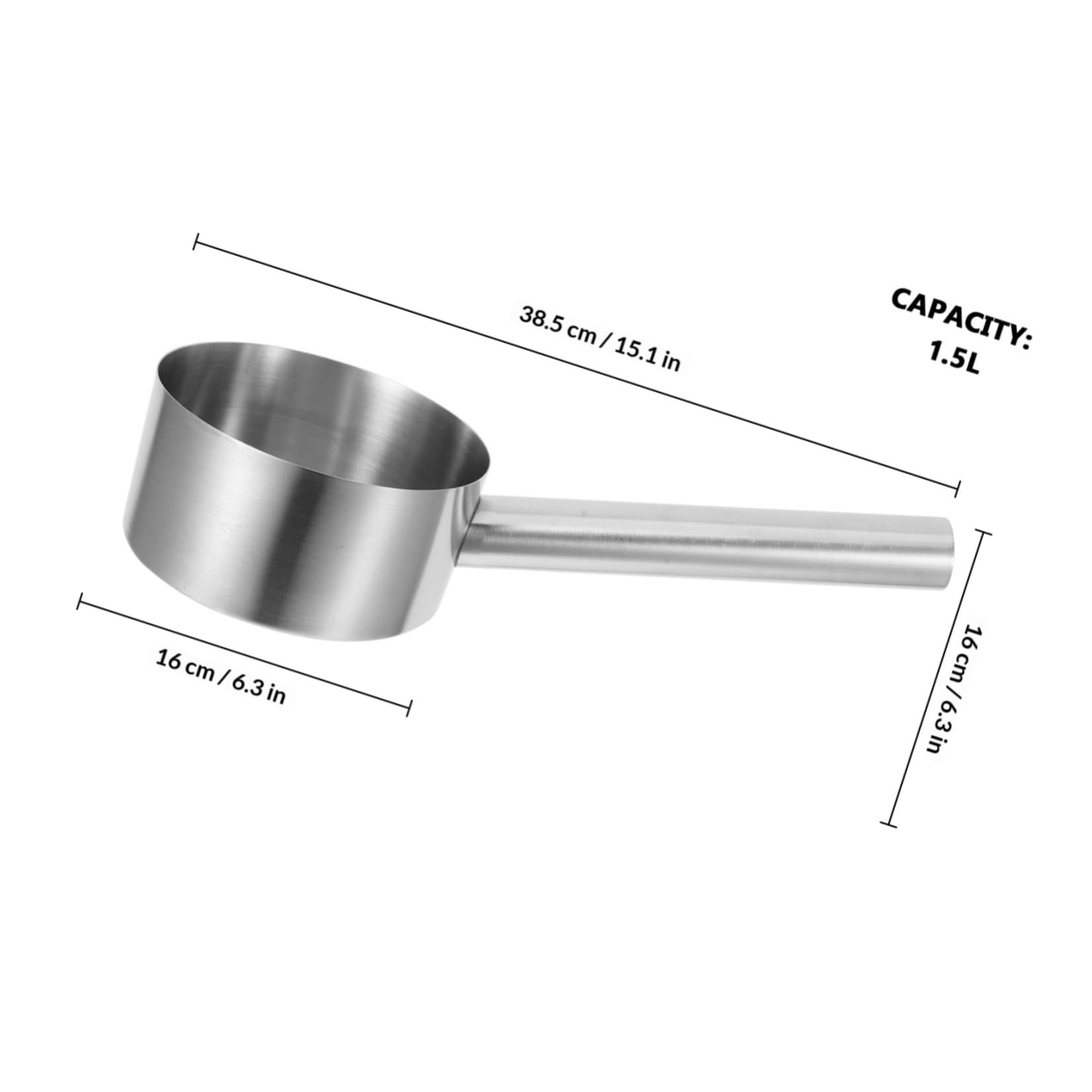 cucharón para servir de acero inoxidable con mango largo para baño y cocina cucharón de metal resistente para uso doméstico color plata
