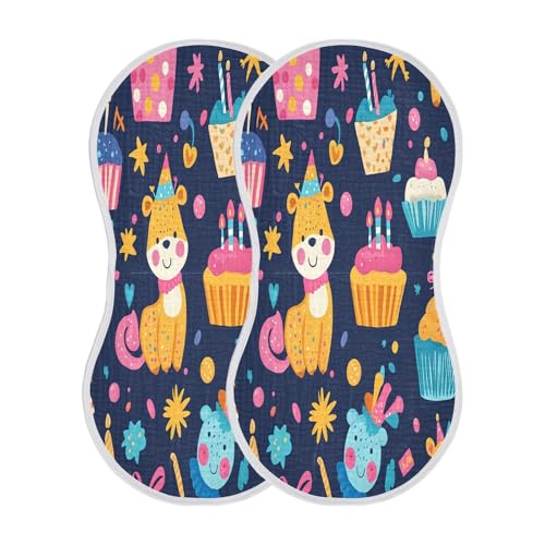 Birthday Cake Plant Burp Cloths Cotton Baby Washcloths,Large 22x11in Burping Cloth Absorbent and Soft for Newborn Baby Boys and Girls,4 Pack2