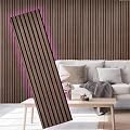 E-HAO 2 Piece Wood Slat Acoustic Panels for Stylish Decor and Noise Reduction, 3D Textured Panel for Ceiling and Wall - JK Walnut (94.5 L x 12.6 W in)