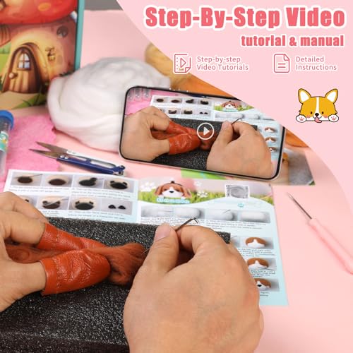 Image of UOOU Needle Felting Kit, Wool Felting Kit with Felting Needles Supplies | Felting Kits for Beginners Adult Includes Wool Roving, Felting Pad, Instruction Manual for Felted Dog Home Decoration