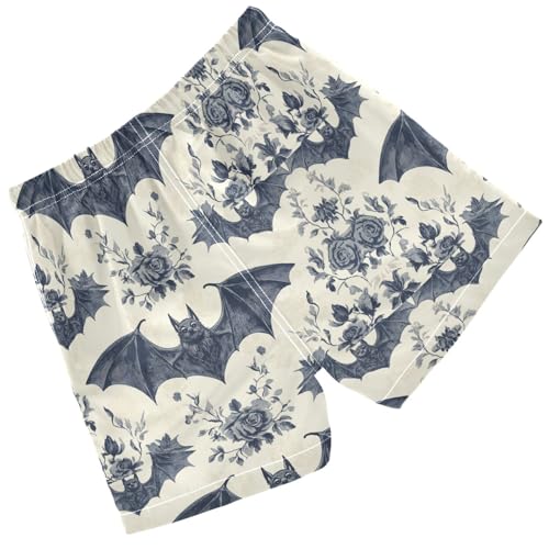 Pigsaly Boys' Swim Board Shorts Vintage Black Bat Blue Floral Boy's Swim Trunks Kids Swimwear 3T2