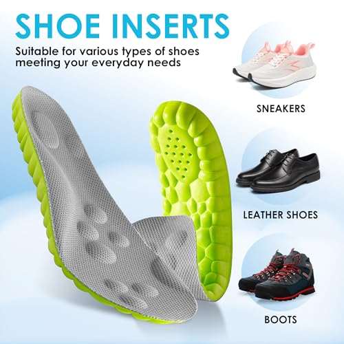 Image of 4D Cloud Steppers Insoles for Men and Women - Shock Absorption Inserts, Soft Anti-Fatigue, Memory Foam Insoles for Shoes, Boots & Sneakers (Green, Men: US 4-7 / Women: US 5-8.5)