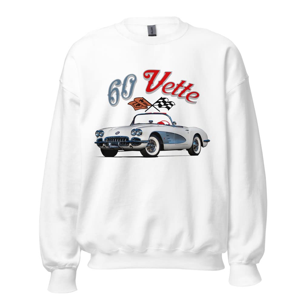 1960 Vette Cabrio C1 American Classic Car Automotive nostalgia graficzna bluza z okrągłym dekoltem