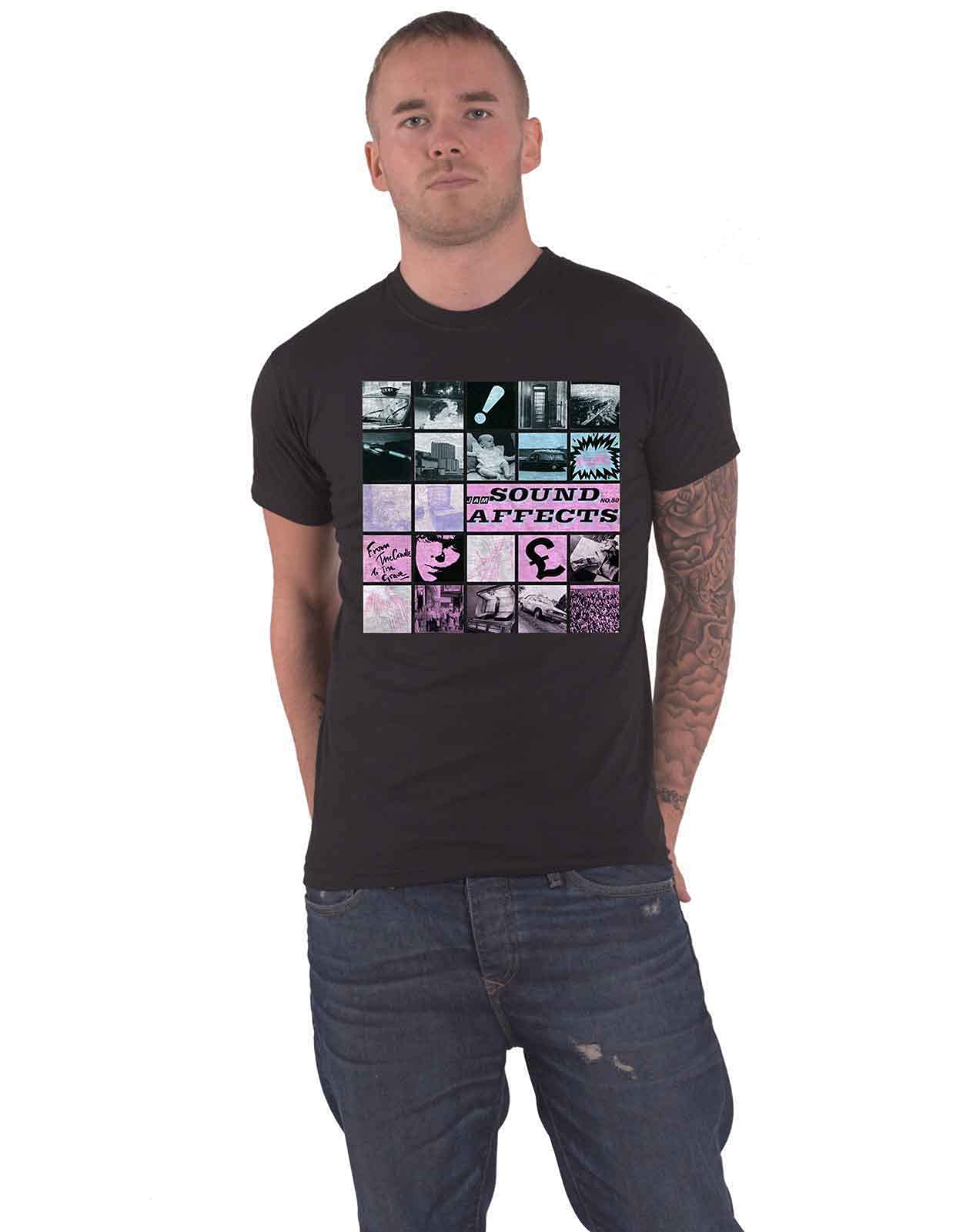 The Jam T Shirt Sound Affects Album Cover Band Logo Official Mens Black S
